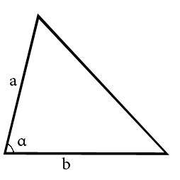 Вычислить площадь треугольника через две стороны и угол между ними