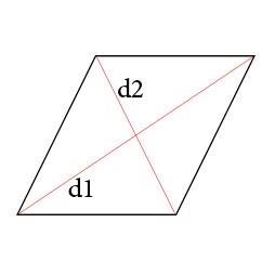 Вычислить площадь ромба через диагонали