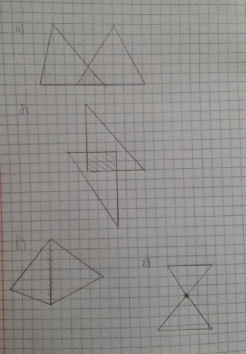 Два треугольника пересечением прямоугольник. Пересечение треугольника и четырехугольника. Прямоугольный треугольник в тетради. Начертить 2 треугольника. Пересечение двух треугольников четырехугольников.