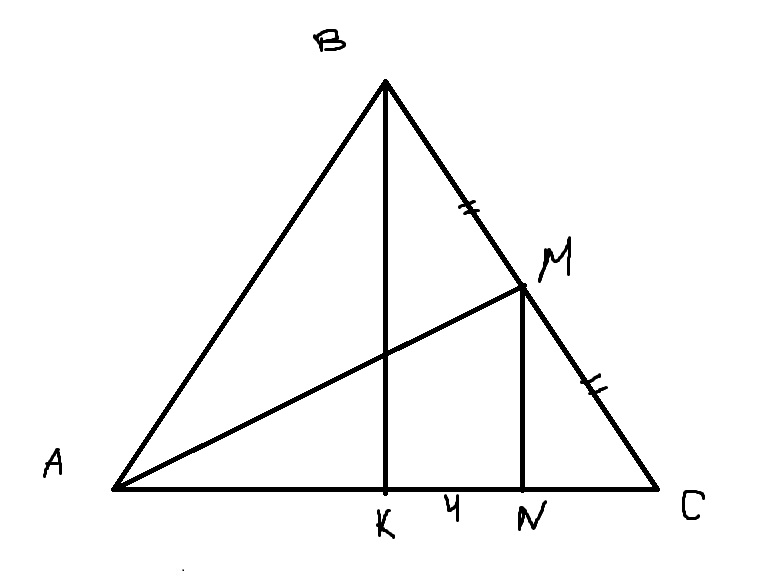 В равностороннем треугольнике abc провели медиану am. Треугольник АВС С медианой ам. Треугольник с Меридианой ам. Медиана BK. БМ И СН Медиана треугольника АВС.