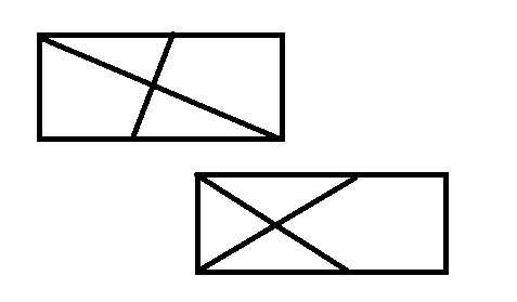 Как разделить квадрат 2 линиями на 2 треугольника и 2 четырехугольника
