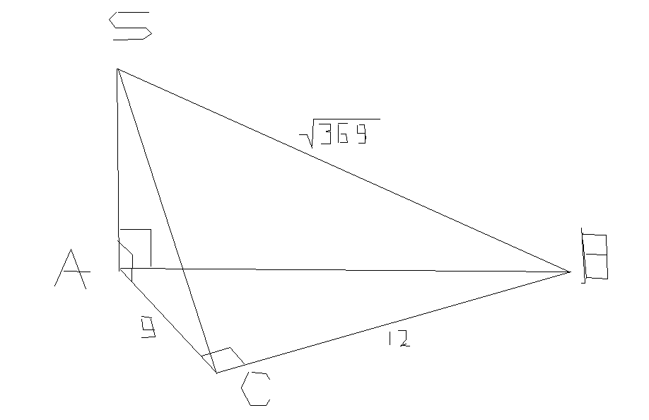Прямоугольная пирамида в основании прямоугольный треугольник.