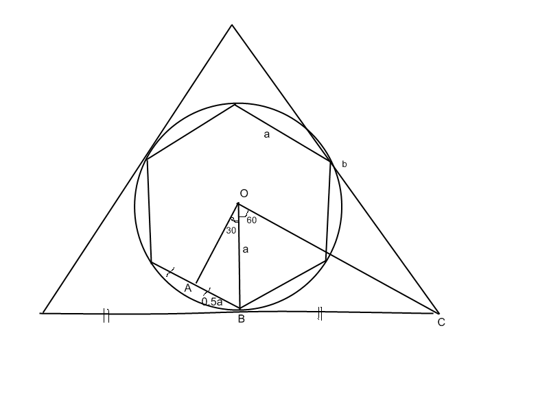 Правильный 6 угольник вписанный в окружность а правильный треугольник