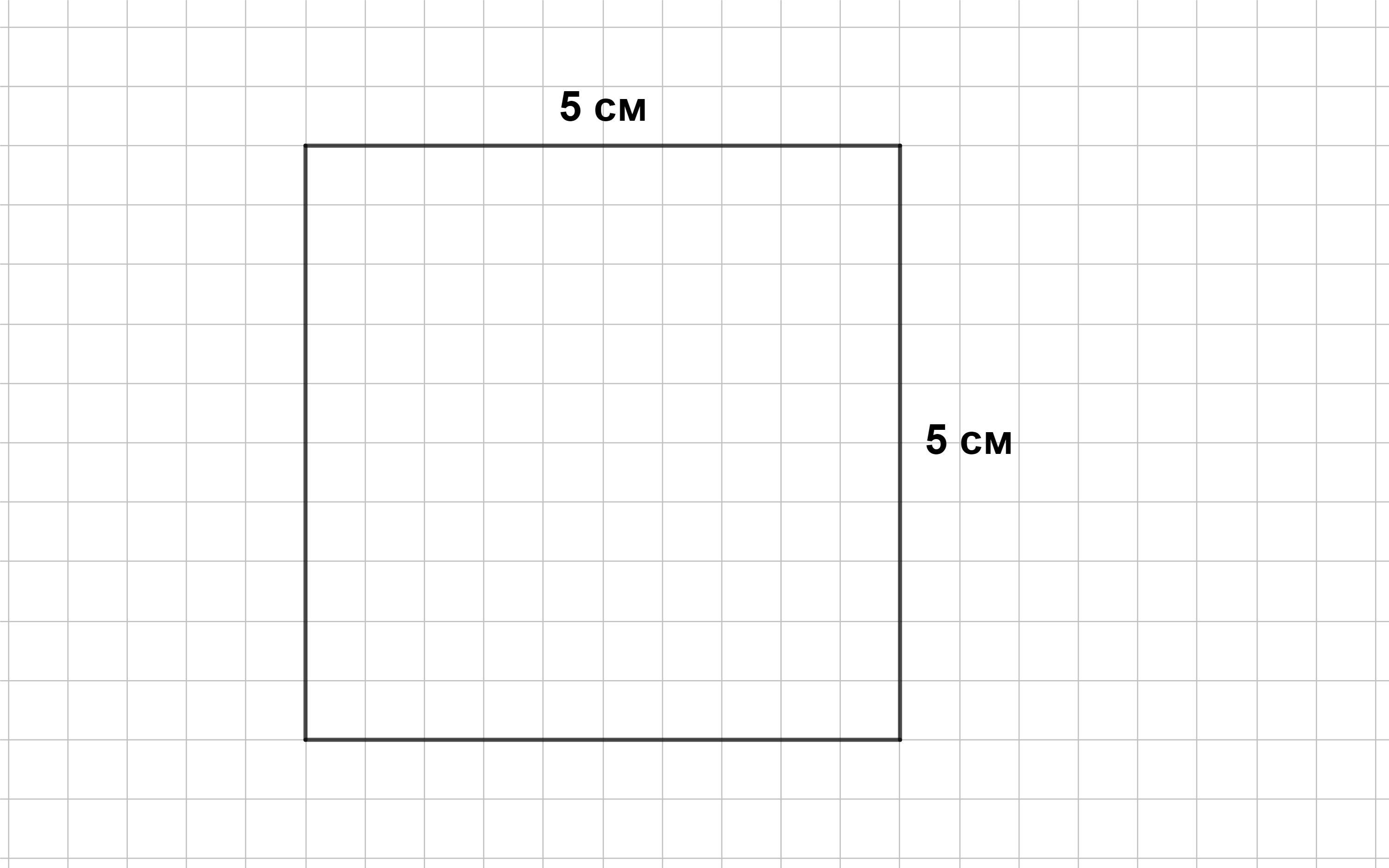 Начерти площадь квадрата со стороной 7 см
