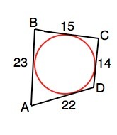 Четырехугольник abcd описан около окружности ab 14 bc 15 cd 23 найдите do
