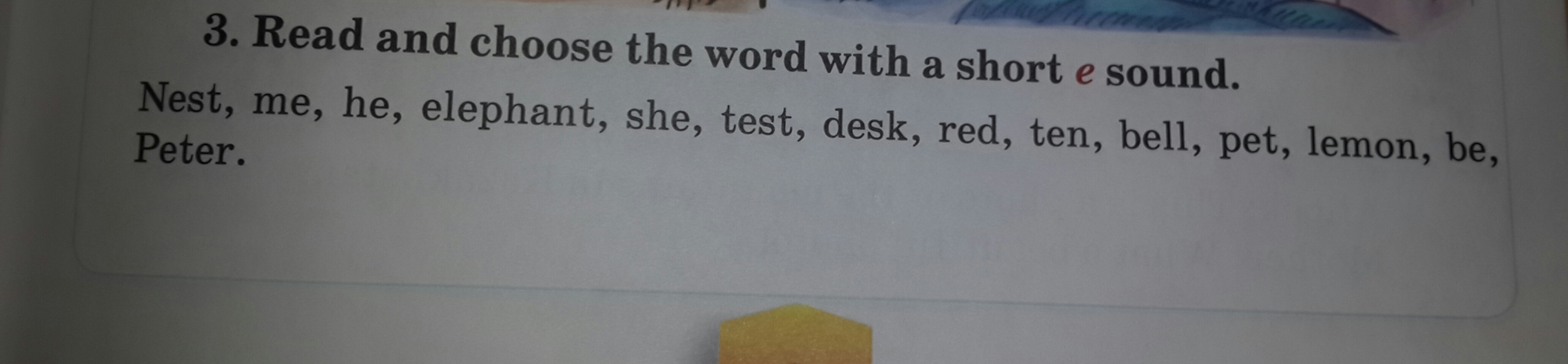 Read and choose the word a short e sound?