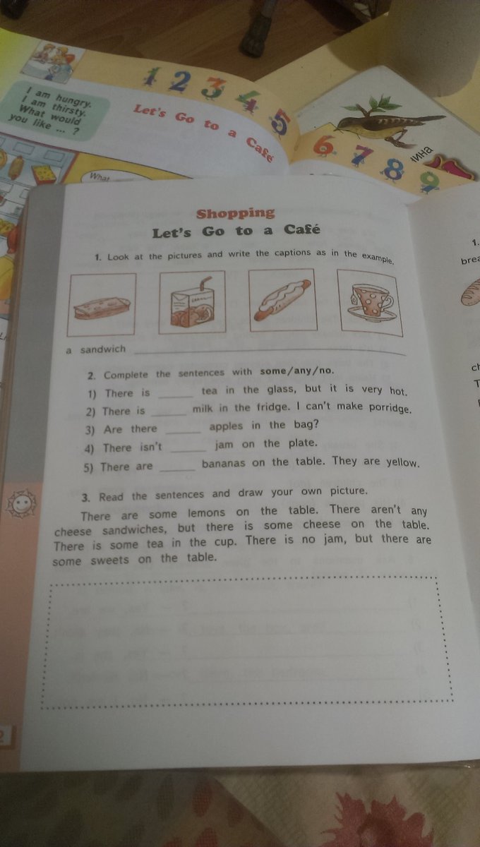 Look at the pictures and write the captions as in the example?