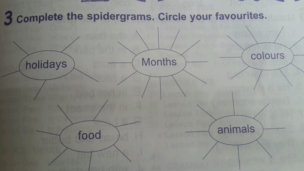 Complete the spidergrams?