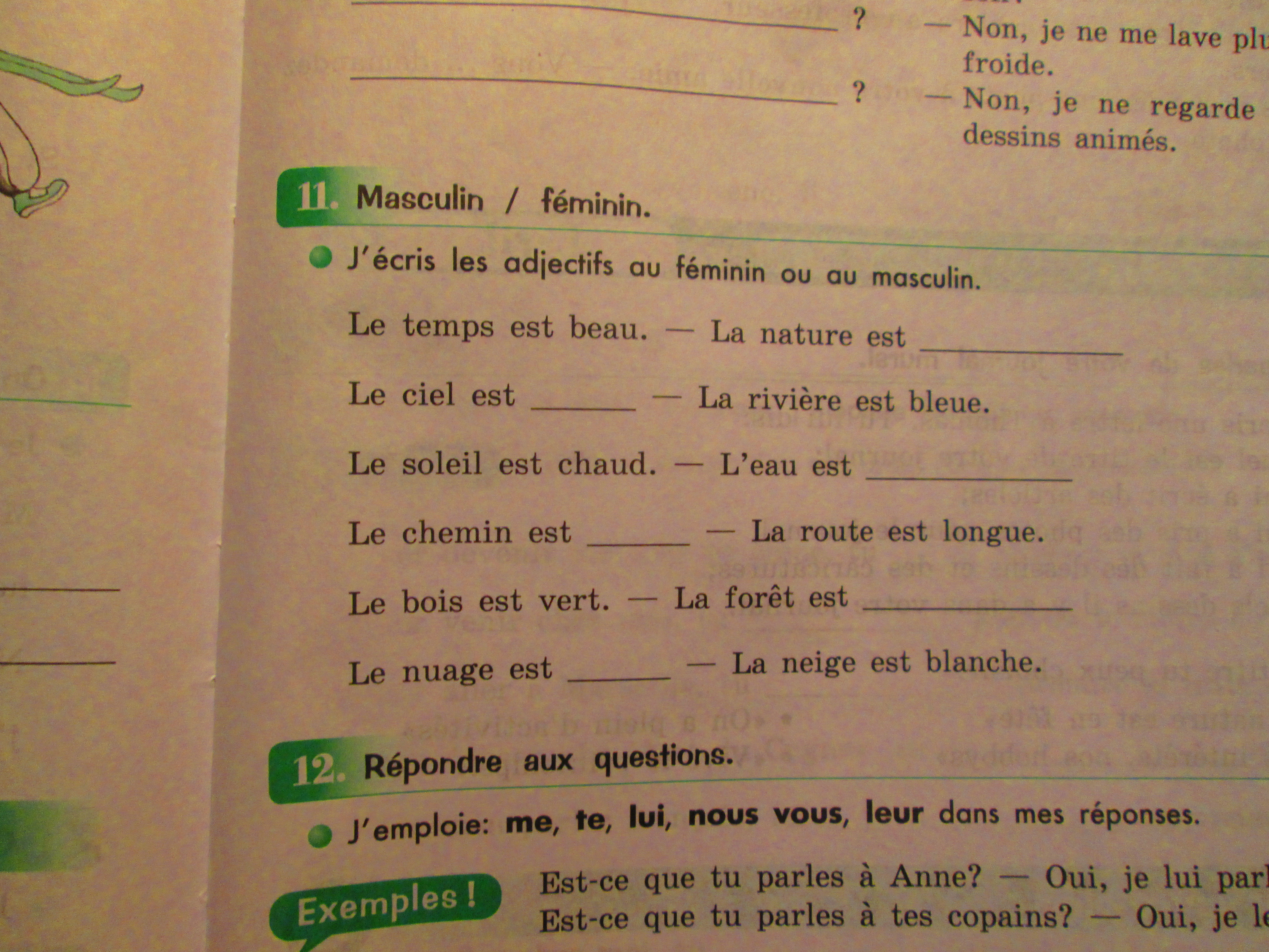Срочно помогите по французскому языку задание №11, фото прикреплено?