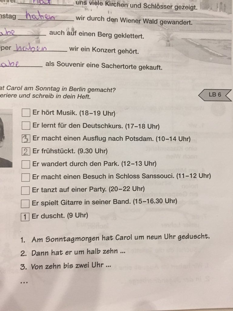 Помогите с немецким, 8 класспросто расставьте числаЗаранее огромное спасибо?